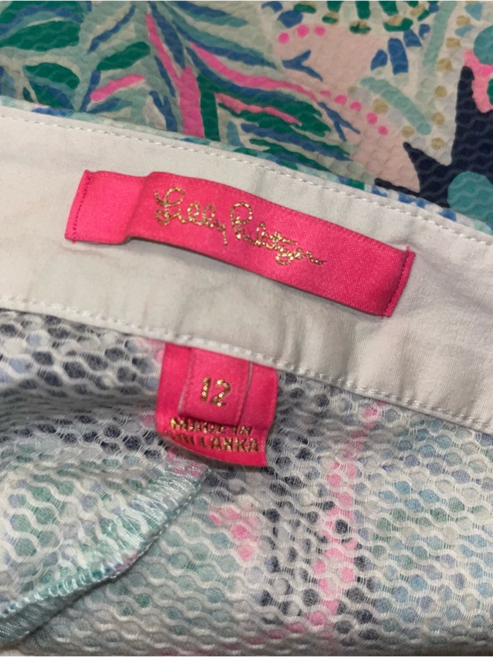 Lilly Pulitzer blue pink 100% cotton summer shorts 12 - Picture 5 of 5
